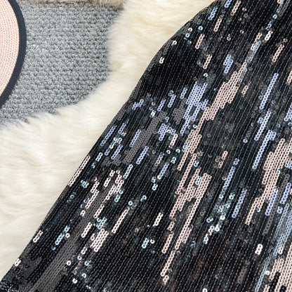 Women Chic Sequin tassel glitter Skirt High Waist Elegant Korean Fashion Skirt