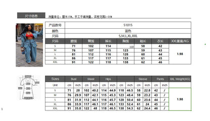 Denim Two Piece Sets Women Pant Set Y2k Streetwear Coats Jeans Elegant Matching Sets