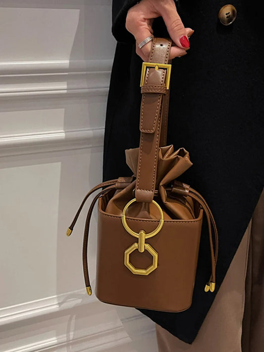 Vintage PU Leather Mini Crossbody Bag Women Commuter Handbags Solid Color Lady Square Pack