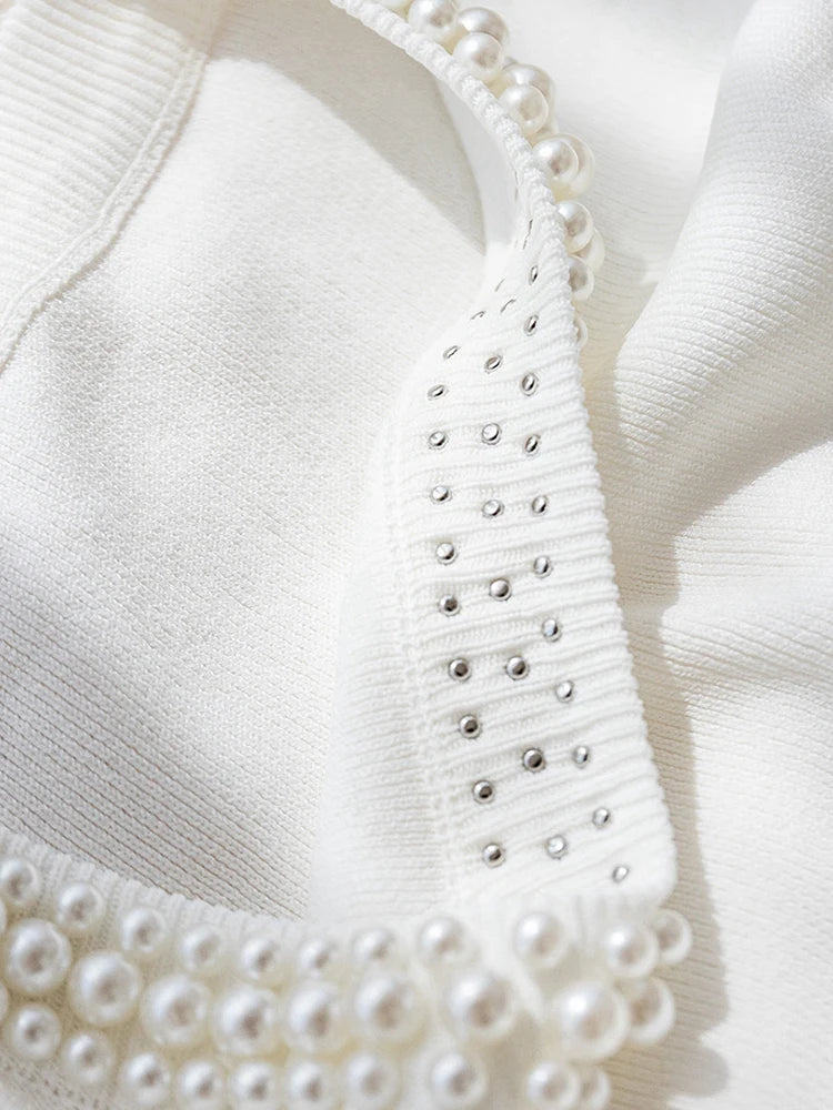 Knitted Sleeveless Beaded Casual Thin Tops