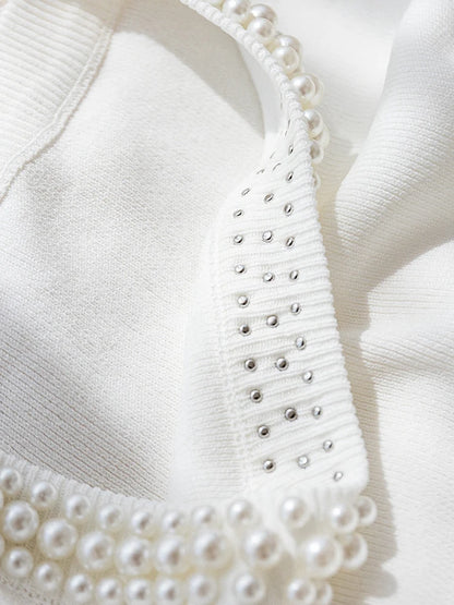 Knitted Sleeveless Beaded Casual Thin Tops