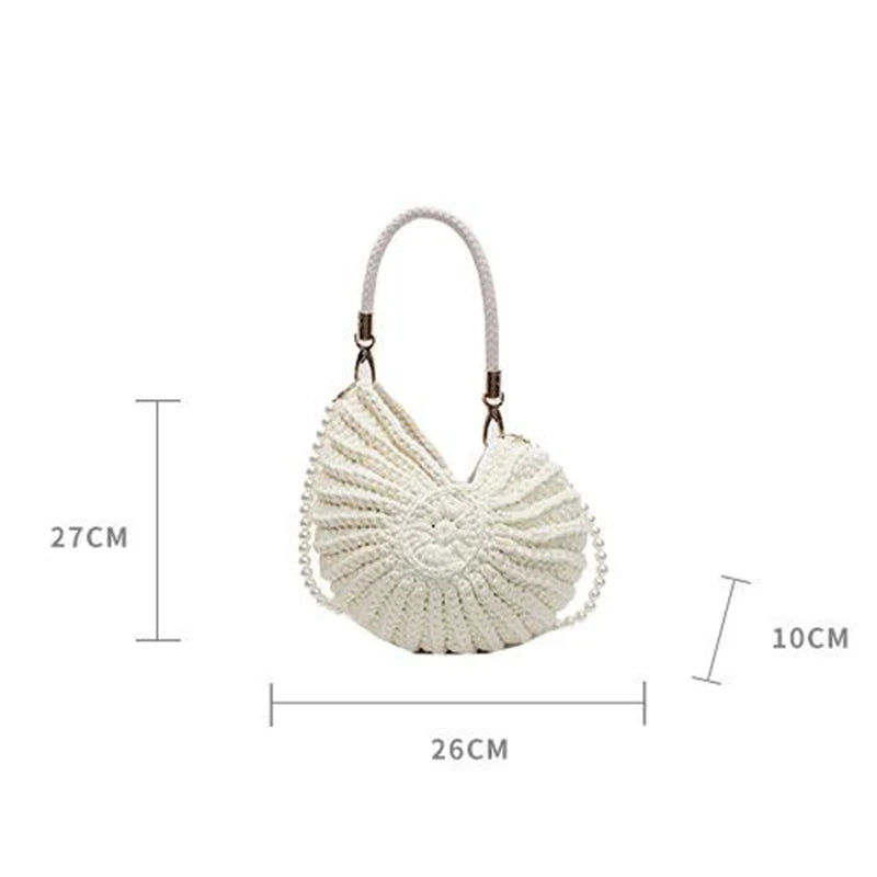 Luxury Hand-woven Shell Bag Women Seaside Conch Shell Messenger Bag