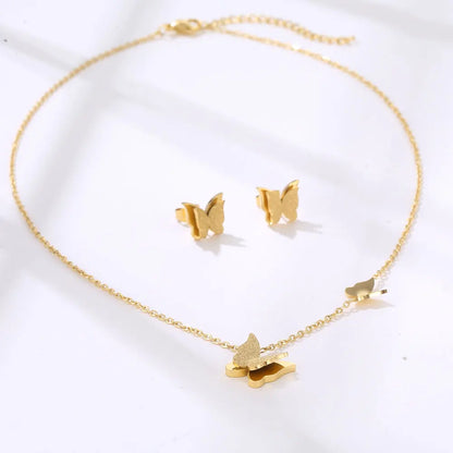 Stainless Steel Necklaces set Light Luxury Elegant Delicate Geometry Pendant Charm Chain Necklace For Women