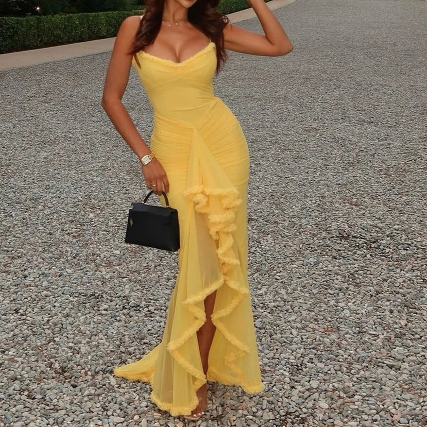 Bridesmaid Mesh Party Dress Spaghetti Strap Bodycon Dress Cocktail Dress Birthday Dress