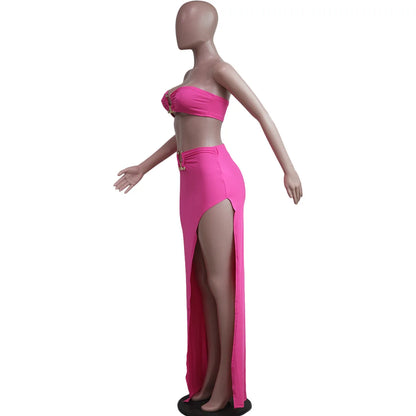 European and American women's casual fashion sexy irregular skirt suit beach dress Resort Wear