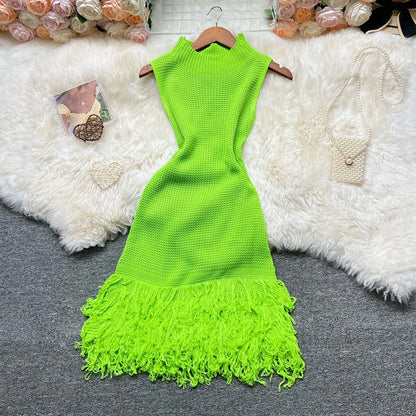 Summer Fashion Sexy Openwork Stitching Sleeveless Bodycon Party Dress