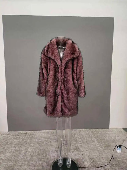 Tide Faux Fur Coat European Style Hooded Loose All Match Warm Cardigan Jacket