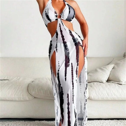 Women Bikinis Set European American Sexy Three Piece Bikini Strapless Halter Swimsuit Bathing Suit