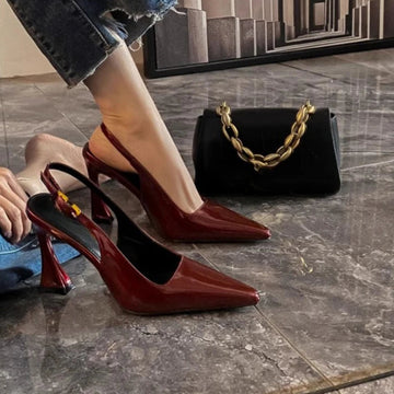 Summer Heel Sandals Fashion Pointed Toe Slingbacks Heels