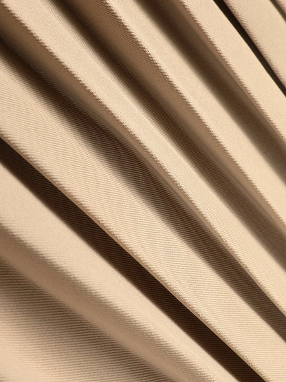 Women Khaki Pleated Elegant Trench New Lapel Long Sleeve Windbreaker Trench Coat