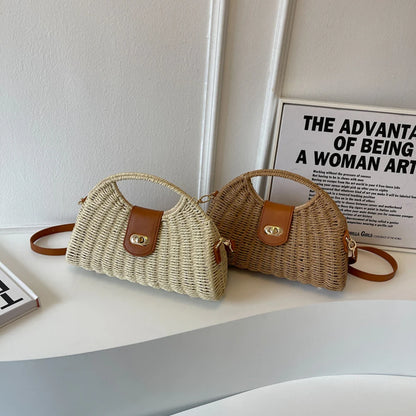 Women Crossbody Bags Handmade Summer Woven Shell Hand-Woven Bag