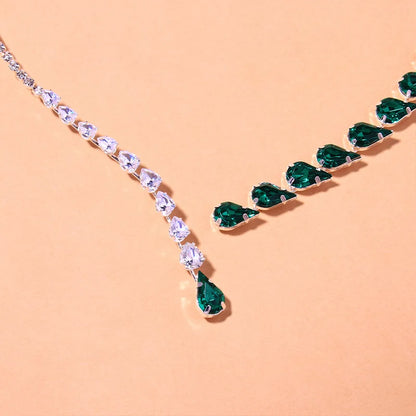 Vintage Open Rhinestones Collar Water Droplets Pendant Necklace