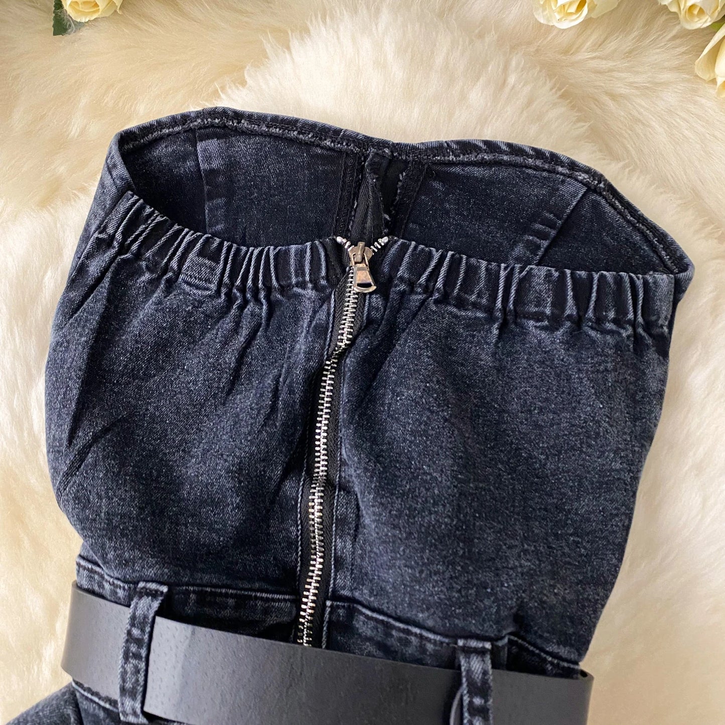 Women Denim One Pieces Summer Playsuit High Waist Slim Sleeveless Strapless Sashes Outfits