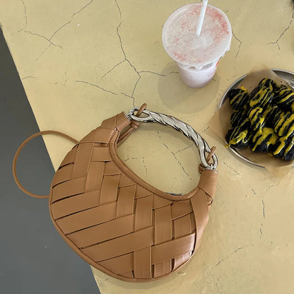 Woven Bird's Nest Bag Brand Creative Design Dumpling Shape Comfortable Fabric Commuter Shoulder Messenger Bag