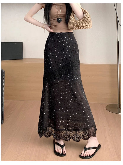 Polka Dot Lace Skirt Printed Women's Wrap Skirts for Women