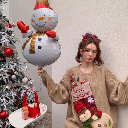 Christmas Sweater Loose New Lazy Thick Sweater Three-dimensional Cartoon Red Sweater