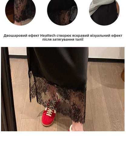 High Quality Lace Splicing Skirt for Women Commute Midi Skirt