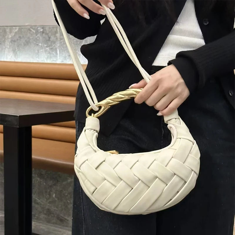 Woven Bird's Nest Bag Brand Creative Design Dumpling Shape Comfortable Fabric Commuter Shoulder Messenger Bag