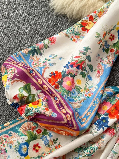 Elegant Vintage Luxury Evening Dress Women Print Sashes Button Short Party Dress Female Casual Holiday Clothing