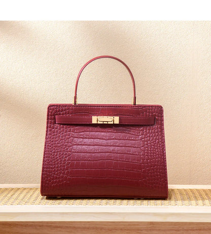 Genuine Leather Women's Bag, Red Mother's Shoulder Bag