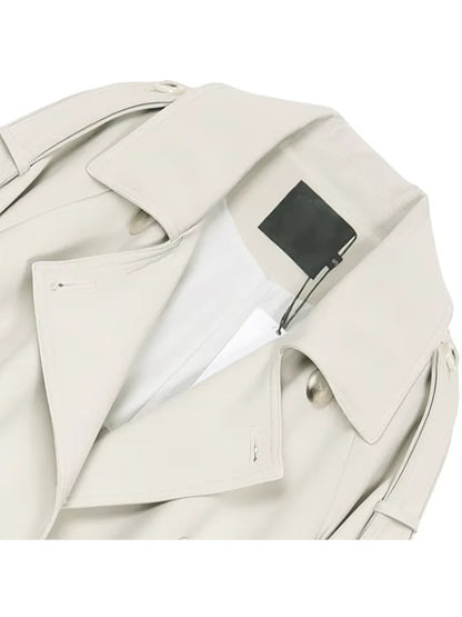 Autumn Long Soft Flowy Trench Coat for Women Sashes Sleeve Double Breasted Korean Fashion