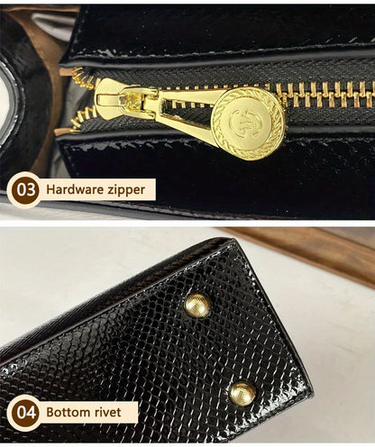 High End Women's Black Bag, Large Capacity Hand-Held Crossbody Bag