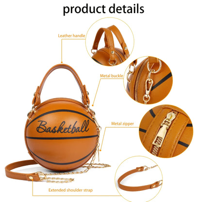 Basketball Shaped Crossbody Bag, Trendy Y2K Chain Shoulder Bag