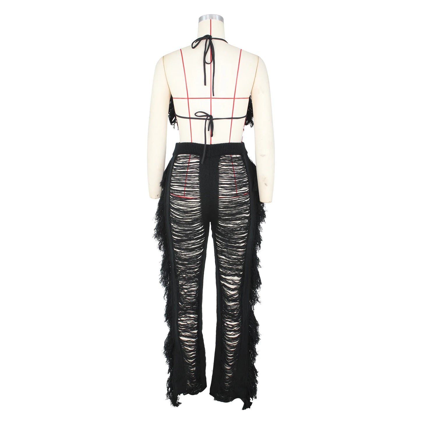 Tassel Knitted Pants Two Piece Set Resort Outfit Vacation Outfit Beach Cover Up