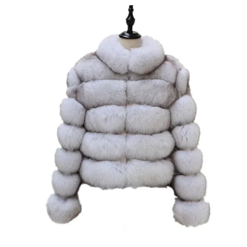 Women Faux Fox Fur Coats Turn Down Collar Thick Warm Elegant Jackets Streetwear