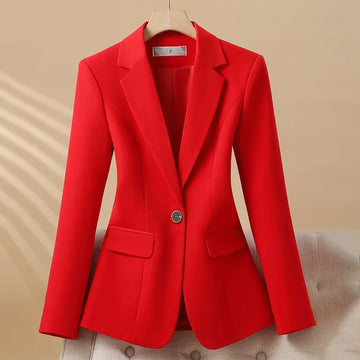 Women Office Blazer Casual Single Button Long Sleeve Office Coat