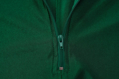 Solid Turtleneck Playsuit Romper Long Sleeve Zip Up Sexy Slim Skinny One Piece Playsuit Party Romper