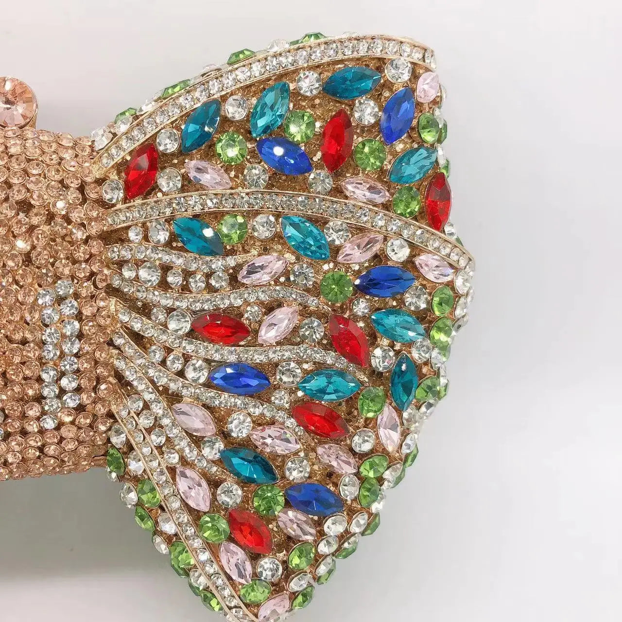 Rhinestone Green/Black Clutch Purse Bow Luxury Diamond Evening Clutches Wedding Bridal Bag