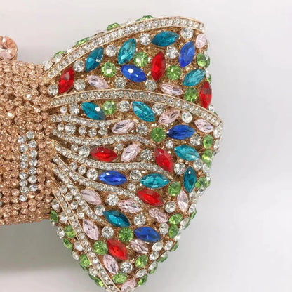 Rhinestone Green/Black Clutch Purse Bow Luxury Diamond Evening Clutches Wedding Bridal Bag
