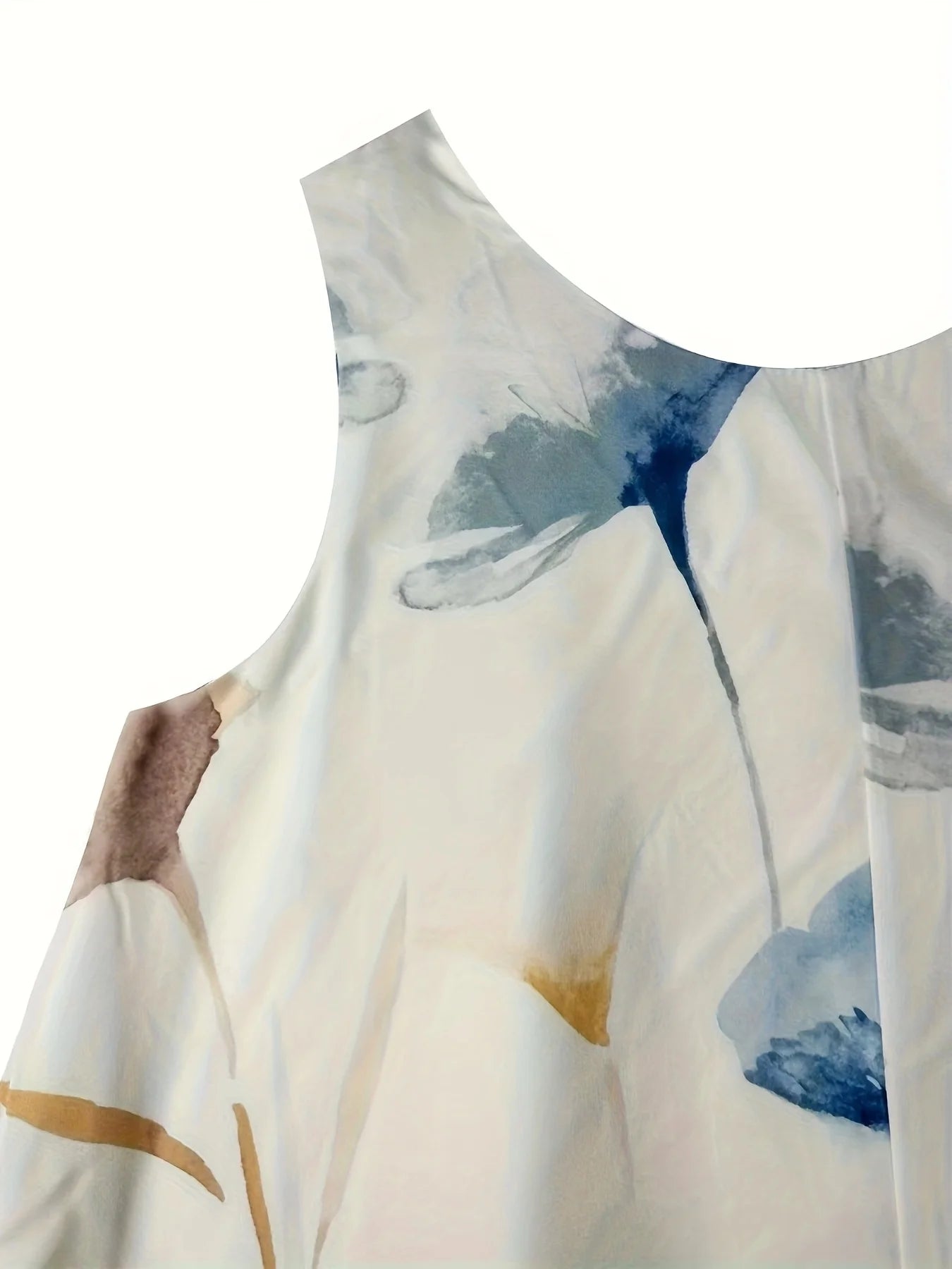 Plus Size women's printed vest top slightly elastic polyester fabric casual floral top