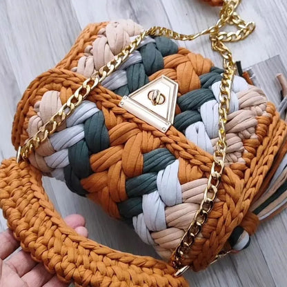 Women's Bag Hot Selling Shoulder Bag Handmade Crochet Bag Contrast Woven Bag