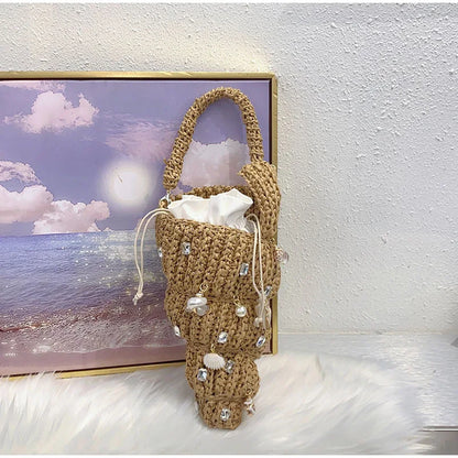 Luxury Hand-woven Shell Bag Women Seaside Conch Shell Messenger Bag