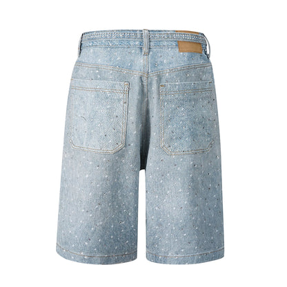 Women Denim Summer Shorts Diamonds Elasticity Denim Shorts With Belt