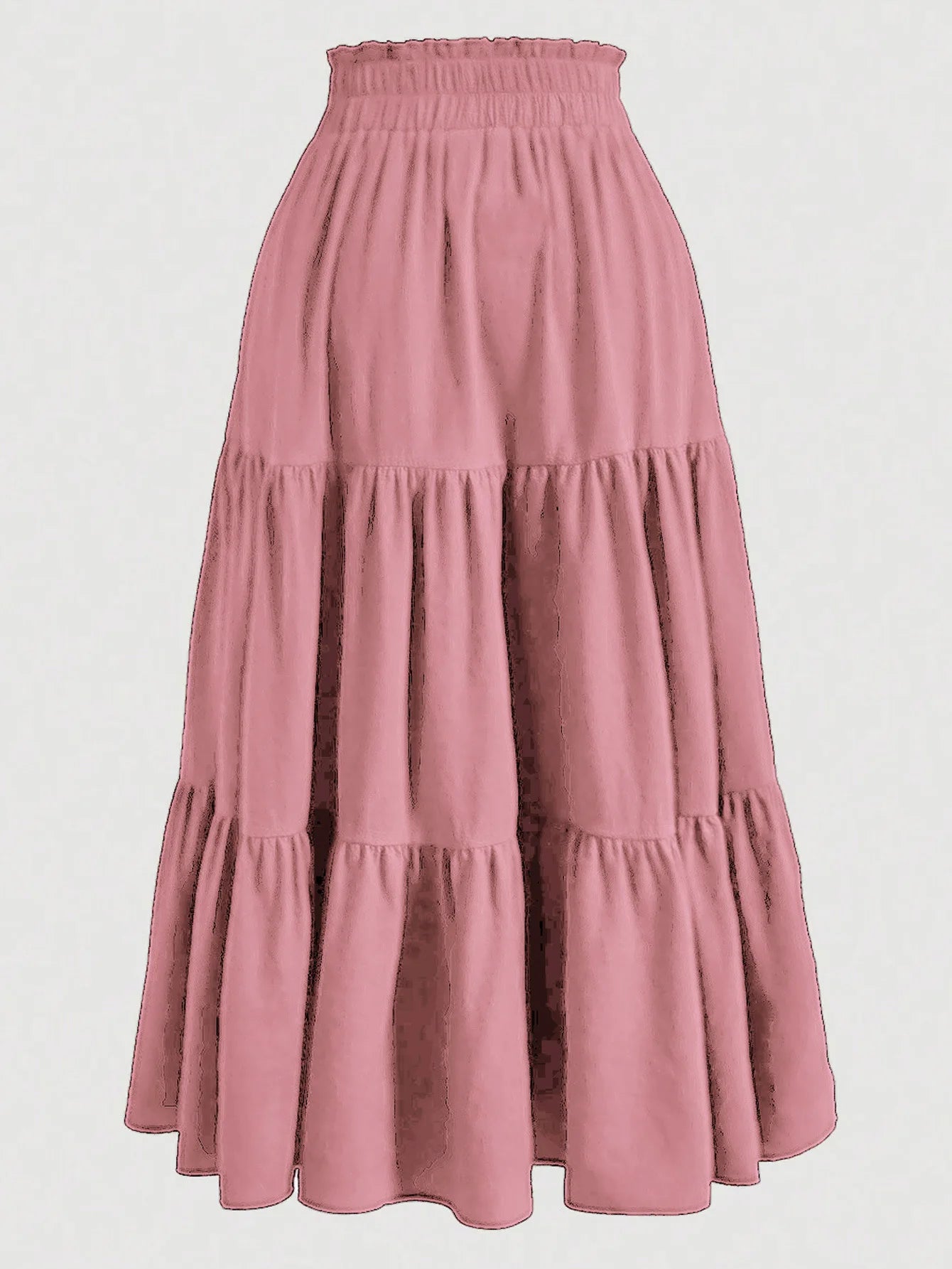 Women's Patchwork Solid Color Loose Skirt; Commuting Casual Cake Skirt; Elastic Waist Elegant Skirt