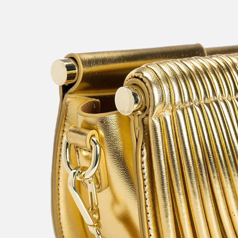 Gold Luxury Designer Brand Handwoven Noodle Bags Half Round Silver Evening Clutch