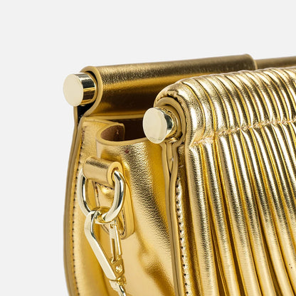 Gold Luxury Designer Brand Handwoven Noodle Bags Half Round Silver Evening Clutch