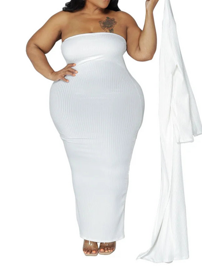 Plus Size Dress Sets 2 Piece Outfits Maxi Dress and Cover Coat Matching Suit