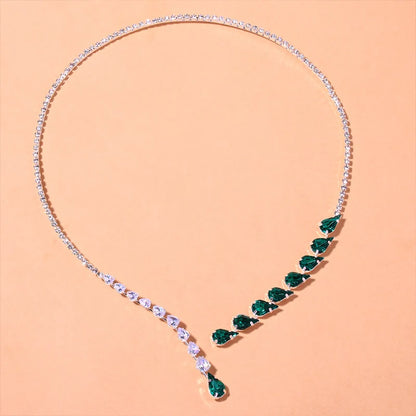Vintage Open Rhinestones Collar Water Droplets Pendant Necklace