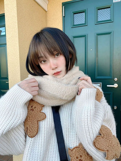 Sweet Cartoon Bear Sweater Women Cute Knitted Pullover Oversized Knitwear
