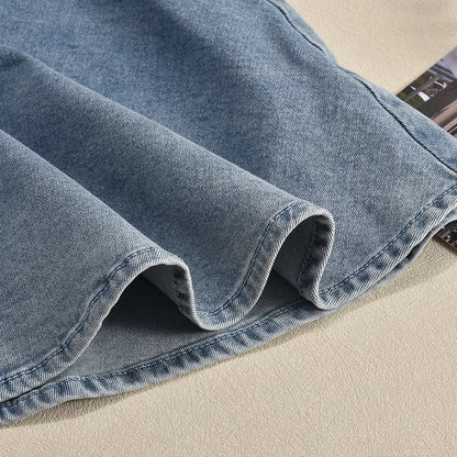Women Stretch Denim Washed Wrap Backless Ruffle Dress