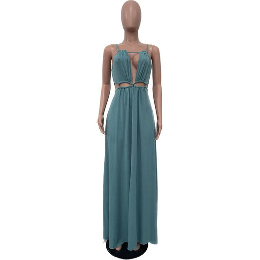 Maxi Dress Women Dresses Sexy Sling Sleeveless Streetwear Backless Elegant Beach Dress Y2k Outwear