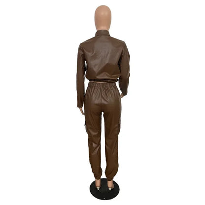Pants Sets Two Piece Long Sleeve Cardigan Hidden Breasted Solid Zipper Fly Pencil Pants Slim Fit