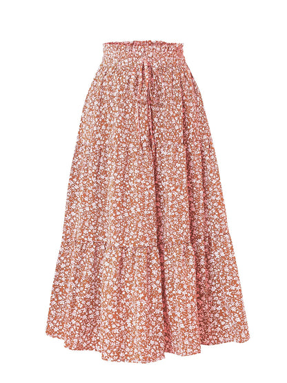 Women's Patchwork Solid Color Loose Skirt; Commuting Casual Cake Skirt; Elastic Waist Elegant Skirt