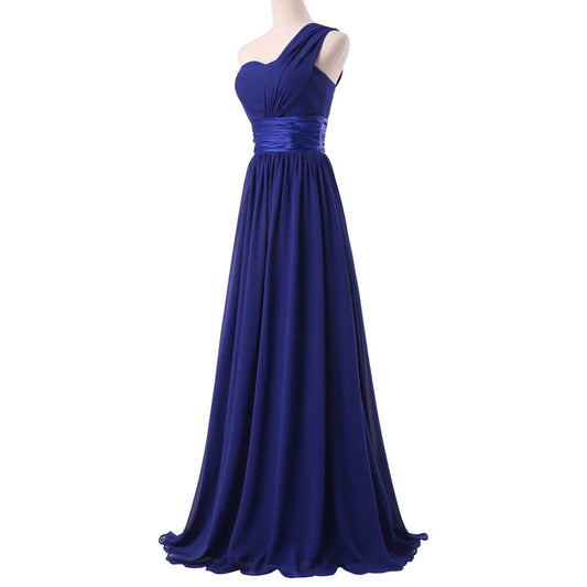 Chiffon One Shoulder Pleat Elegant Strapless Bridesmaid Dresses Bridal Party Dresses