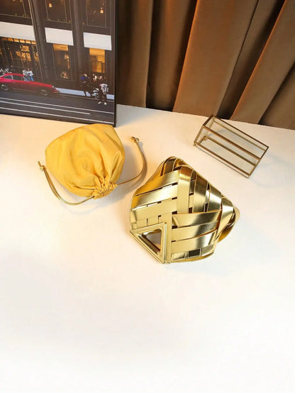 Woven Design Women Handbag, Tote Basket Bag, High-End Inverted Triangle Shaped Handbag