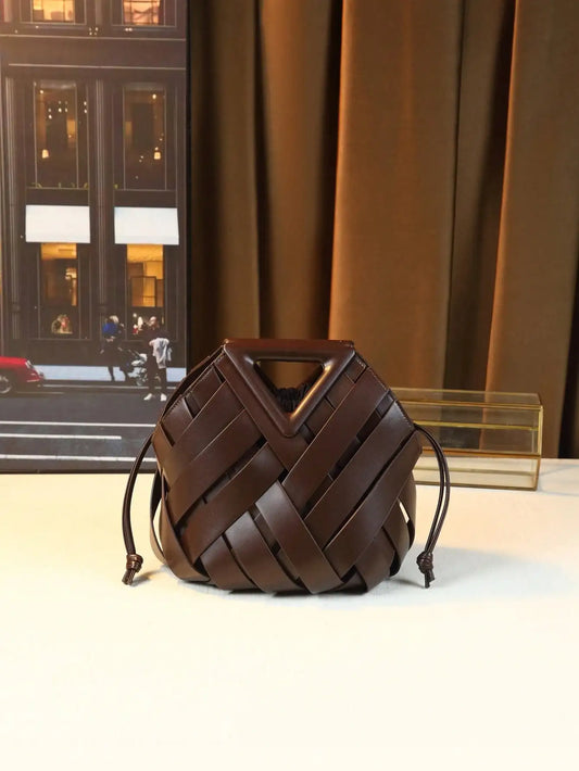 Woven Design Women Handbag, Tote Basket Bag, High-End Inverted Triangle Shaped Handbag